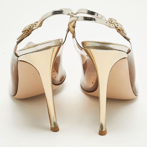 Gianvito Rossi Kyle Size 41 Tricolor Leather And Pvc Slingback Pumps - Picture 5 of 7